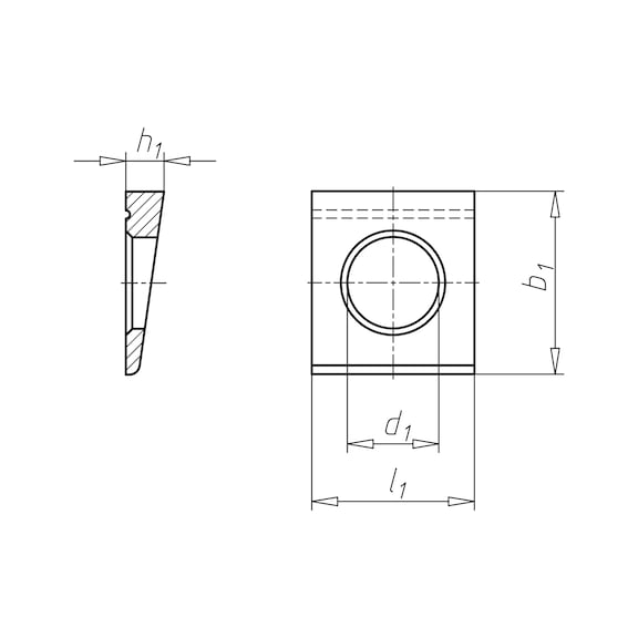 Square wedge-shaped washer DIN 6917, 295-350 HV, hot-dip galvanised, wedge-shaped, for high-tensile prestressed bolt on I-profile - 2