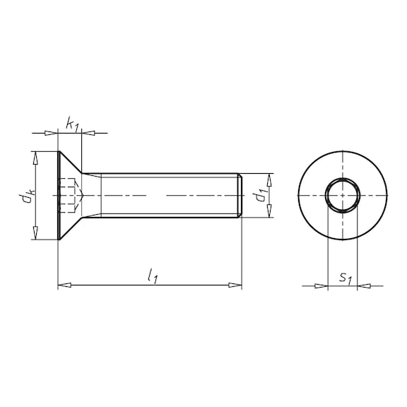Countersunk screw with hexagon socket head ISO 10642, steel 8.8, plain - 2