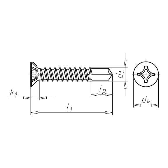 Window construction screw, self-drilling, countersunk milling head FEBOS<SUP>®</SUP> - 2