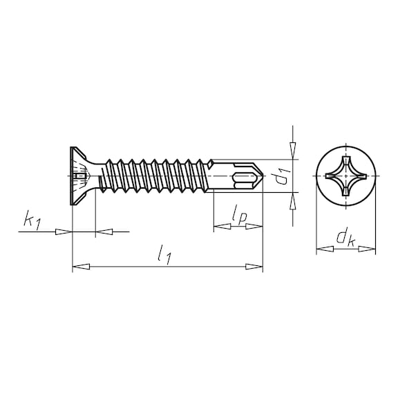 Window construction screw, self-drilling, countersunk milling head FEBOS<SUP>®</SUP>plus - 2