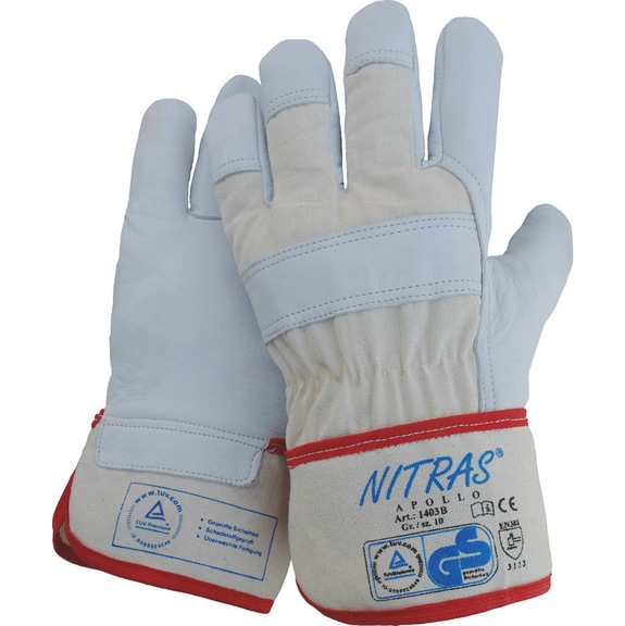 Protective glove, leather - PROTGLOV-NITRAS-APOLLO-1403B-GR.12