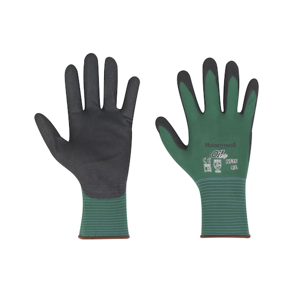 Protective glove, knitted and coated Honeywell OILGRIP NF35