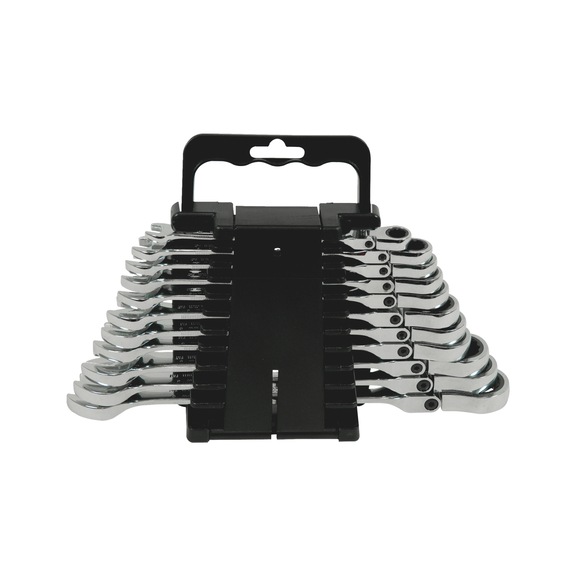 Ratchet combination wrench assortment, flexible 11 pcs