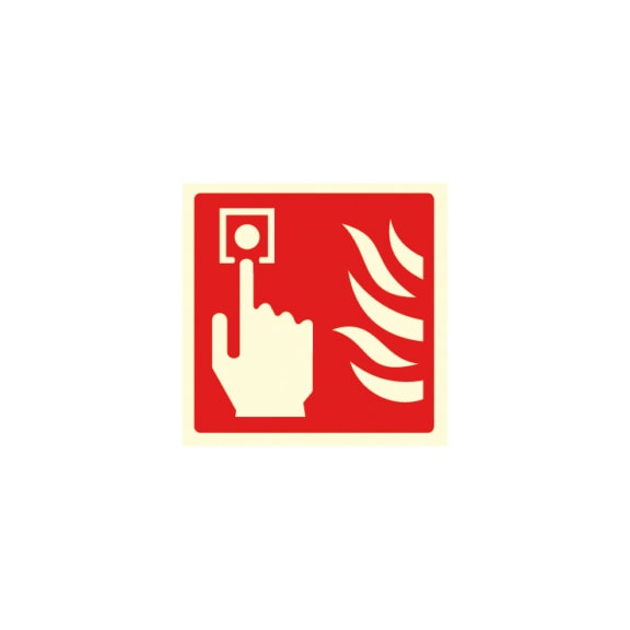 Pulsante di allarme antincendio, targhetta informativa