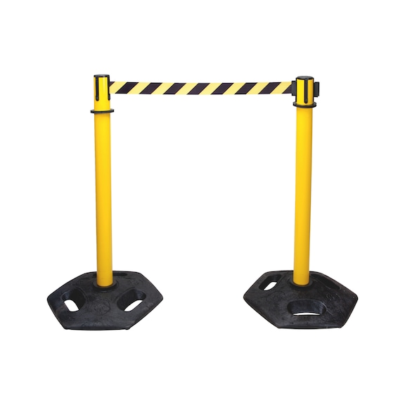 Access control barrier post and reel-in tape