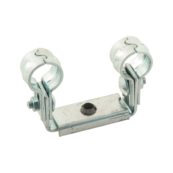 Double pipe clamp steel zinc plated adjustable
