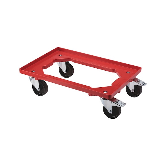 Trolley for Euro containers - TRLY-PLA-RED-F.ECONT-600X400MM