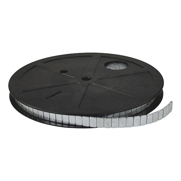 Steel adhesive weight on roll with premium adhesive tape - BAW-ADH-ROLL-ST-1000X5G/5KG-ZN