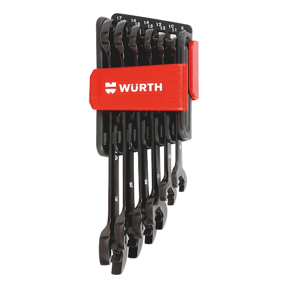 Double open-end ratchet wrench assrt, black, 6 pcs - 1