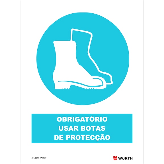 Placa de obrigação "Usar botas de proteção"
