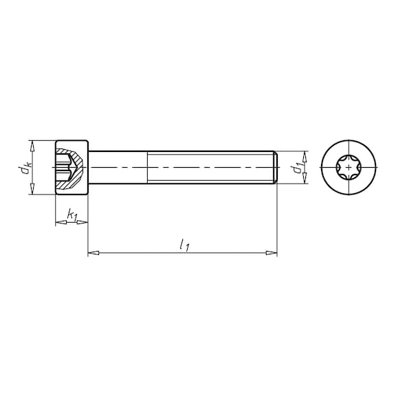 Hexalobular-type cheese head screw ISO 14579, steel 12.9, plain - 2