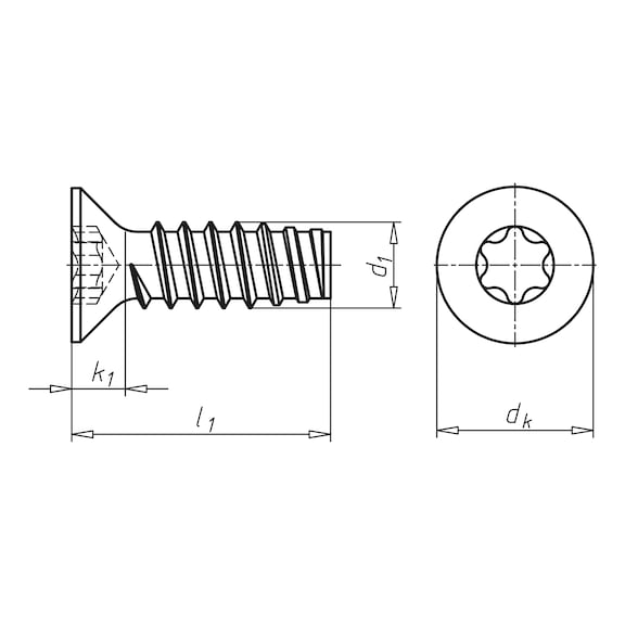 Senk-Blechschraube Form F mit Innensechsrund - 2