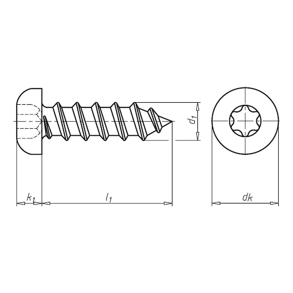 Linsen-Blechschraube Form C mit AW-Antrieb und Gleitbeschichtung - 2