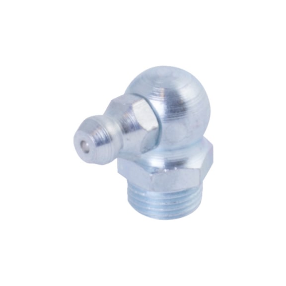 Cone grease nipple, inch, shape C, angled shape 90° DIN 71412 shape C, zinc-plated steel, inch - NPL-DIN71412-C-H3-(A3F)-WS11-HEX-R1/8IN