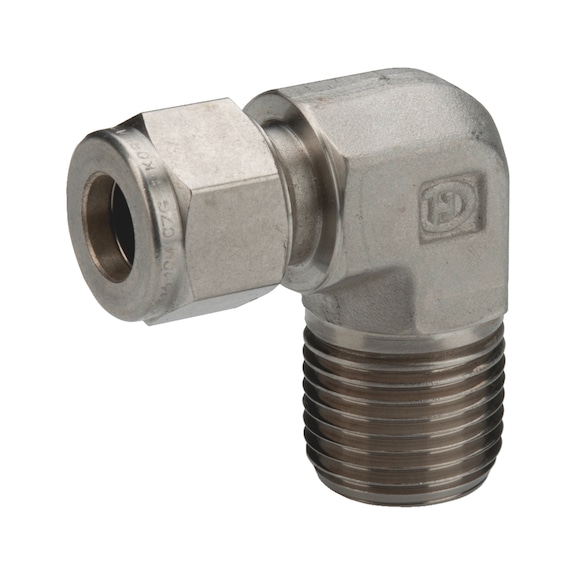Double cutting ring connector elbow, taper thread HY-LOK