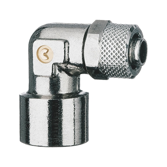 L connection for pneumatic pipe, female thread