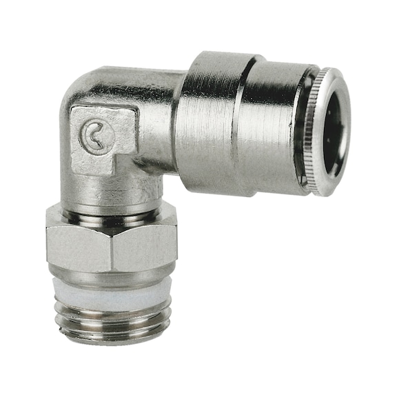 L connection for pneumatic pipe, crimp connector