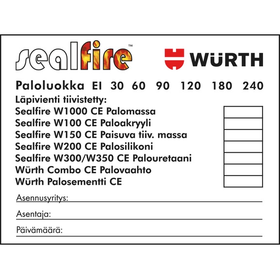 Fire seal sticker CE