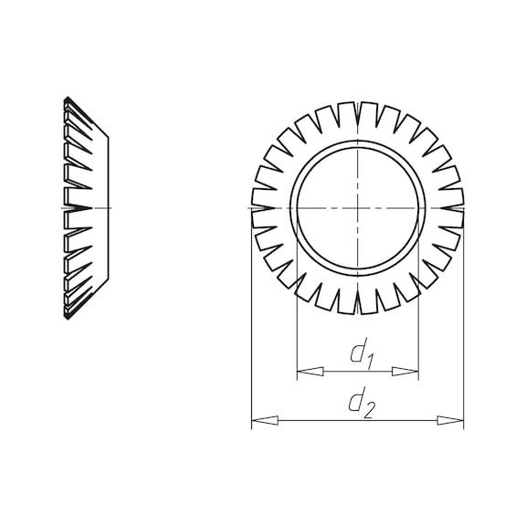 Serrated lock washer, countersunk, shape V - 2
