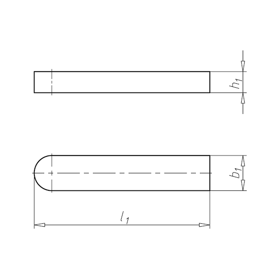 Spie, hoge vorm DIN 6885, staal, blank, vorm AB - 2