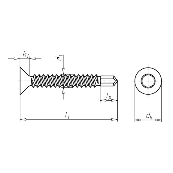 pias<SUP>®</SUP> drilling screw, countersunk head with AW drive - 2