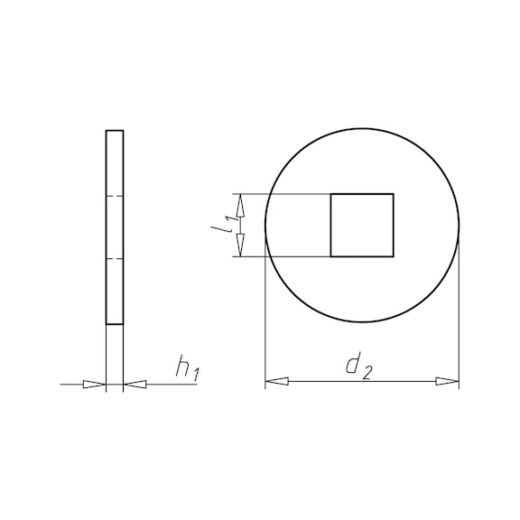 Rondella con foro quadrato, soprattutto per strutture in legno DIN 440, zincato a caldo (TZN), con foro quadrato (forma V) - 2