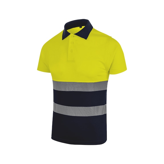 Double-layer, high-visibility, short-sleeved polo shirt