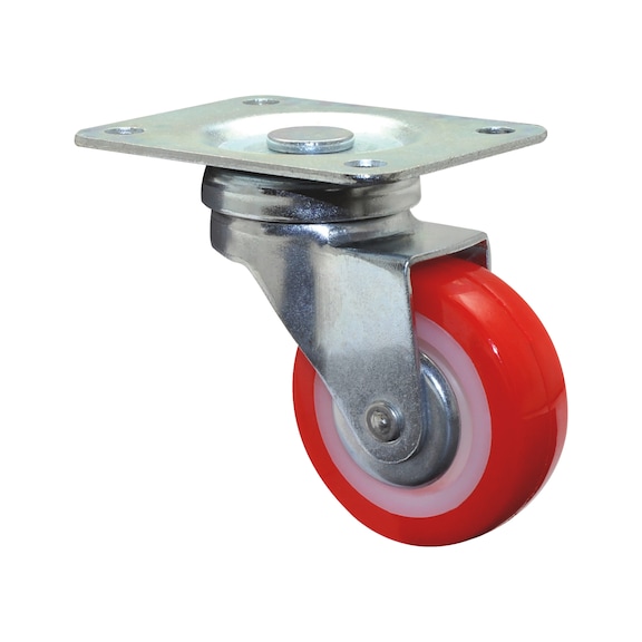 Swivel machinery castor With signal colour red