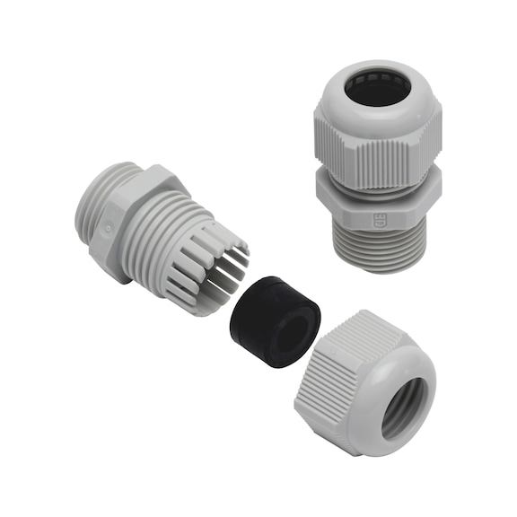 Cable gland metric, PA, reduced sealing insert - CBLGLND-RAL7035-M32X1,5-WS36-12-21MM