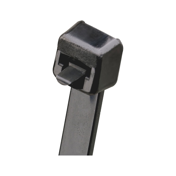 Re-openable cable tie with plastic latch, heat-stabilised – industrial quality