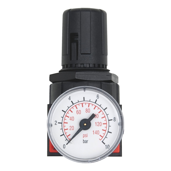 Regler mit Manometer für Druckluft-Wartungseinheit Baugröße 1 - DRKMINDER-DL-BLOCKBAU-O.WAABSCHEID-1/4ZO