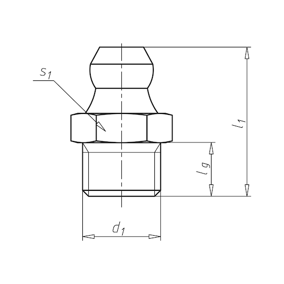 Ingrassatore conico, pollici, forma A, dritto DIN 71412, acciaio zincato, forma A, pollici - 2