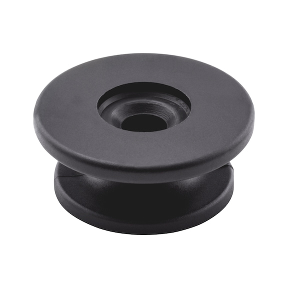 Round button For expanders and tarpaulin cables up to a rope thickness of 8 mm - KNOB-ROUND-PLA-BLACK-D30MM