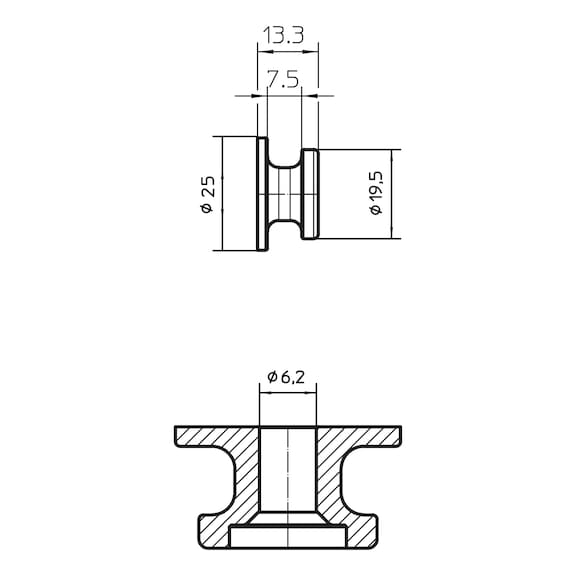Rundknopf für Expander und Planenseile bis zu einer Schnurstärke von 8 mm - KNPF-RUND-KST-SCHWARZ-D20MM