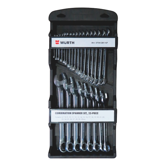 Combination wrench asmt. short 25 pcs REDSTRIPE - JUEGO LLAVES PUNTA CORONA 25 PZAS