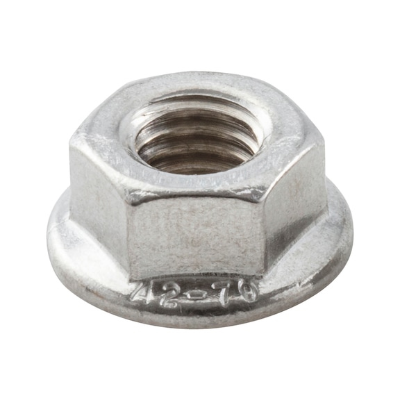 Hexagonal nut with flange EN 1661, A4-70 stainless steel, plain - 1