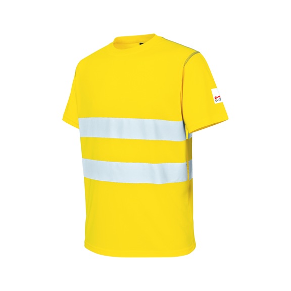 T-shirt de trabalho Würth MODYF em tecido microporoso amarelo de alta visibilidade