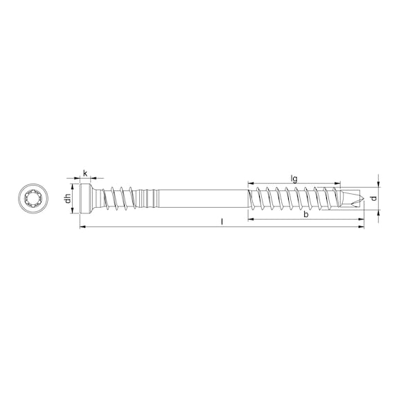 ASSY<SUP>®</SUP>plus 4 A2 CH TERRACE terrace construction screw A2 plain stainless steel partial thread with underhead thread cylinder head - 2