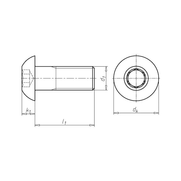 Schraube abgeflachter Halbrundkopf und Innensechskant ISO 7380-1 Stahl FK010.9, Zink-Nickel schwarz (ZNBHL) - 2