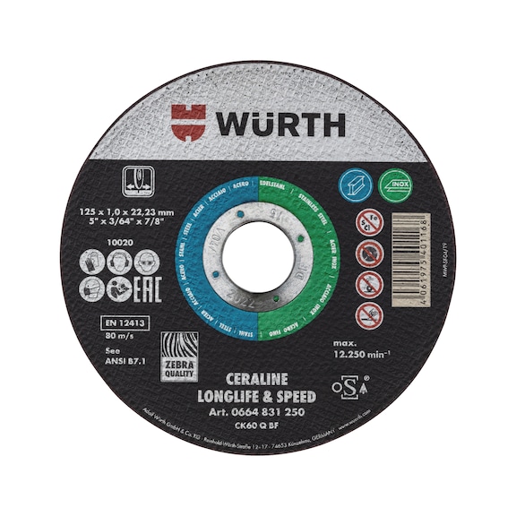 Δίσκος κοπής CERALINE Longlife & Speed Για χάλυβα και ανοξείδωτο χάλυβα - ΔΙΣΚΟΣ ΚΟΠΗΣ CERALINE LL&SPEED 115X1,0MM