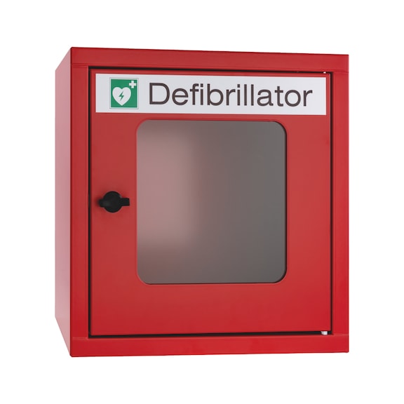Wall cabinet defibrillator, semi-automatic