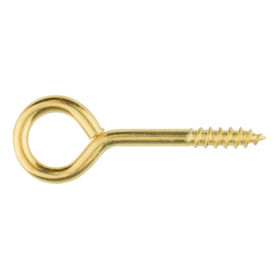 Ring bolt With wood screw thread, brass-plated steel (D1J) - 1