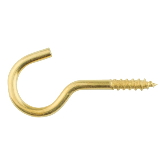 Steel, brass-plated, curved, w. wood screw thread