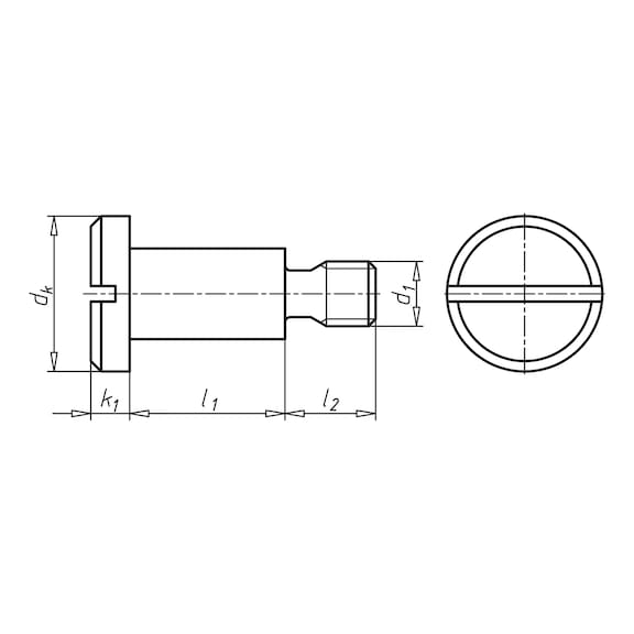 Flachkopfschraube mit Schlitz und Ansatz DIN 923, Edelstahl A1, blank - 2