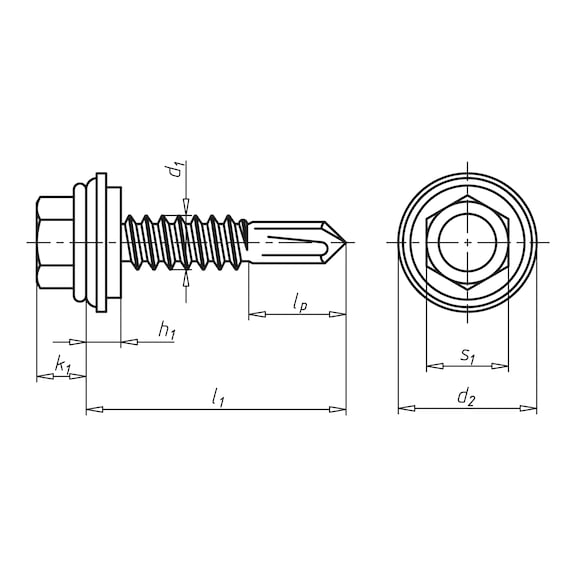 Drilling screw hexagon head with protective cap and sealing washer made of A2 stainless steel pias<SUP>®</SUP> - 2
