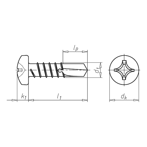 Drilling screw, flat head with H recessed head pias<SUP>®</SUP> - 2