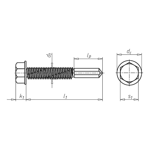 Drill screw, hex head with long drill tip pias<SUP>®</SUP> - 2