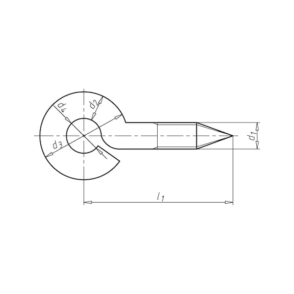 Ringschraube mit Holzschraubengewinde, Stahl vermessingt (D1J) - 2