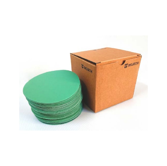 No-hole sand paper with hook-and-loop backing AM LINE (green) - NONPOROUS FILM BACKING SANDING DISC P120