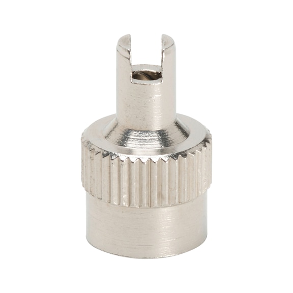 Brass valve cap, nickel-plated with key and seal